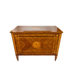 Pair of Walnut and Pearwood Veneered Marquetry Chests