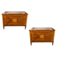 Pair of Walnut and Pearwood Veneered Marquetry Chests