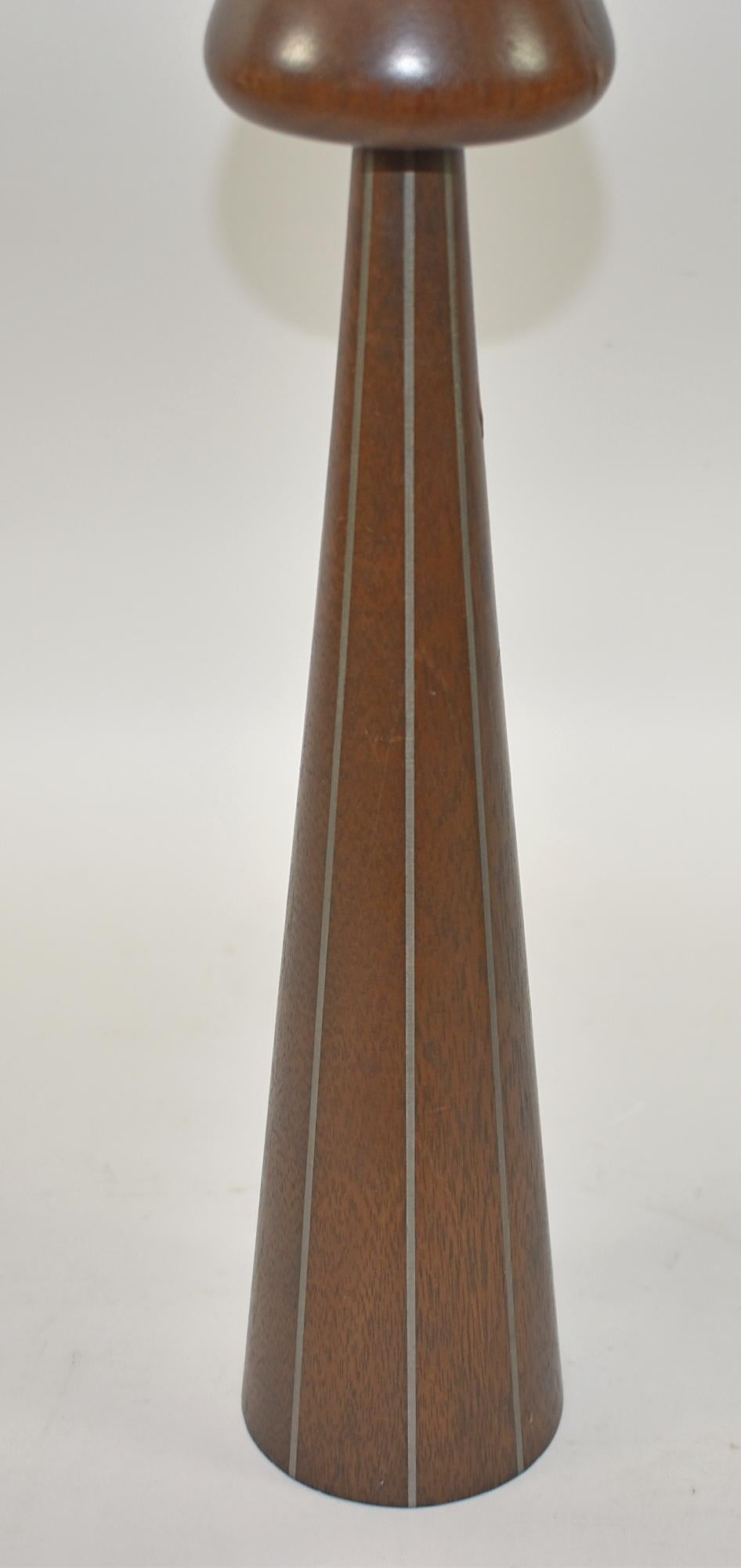 20th Century Pair of Walnut and Pewter Candlesticks by Paul Evans and Phillip Powell For Sale