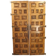 Antique Pair of Walnut and Pine Doors from Spain, circa 1800