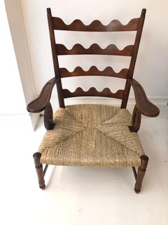 Pair of Walnut and Rush Armchairs by Paolo Buffa, 1940s