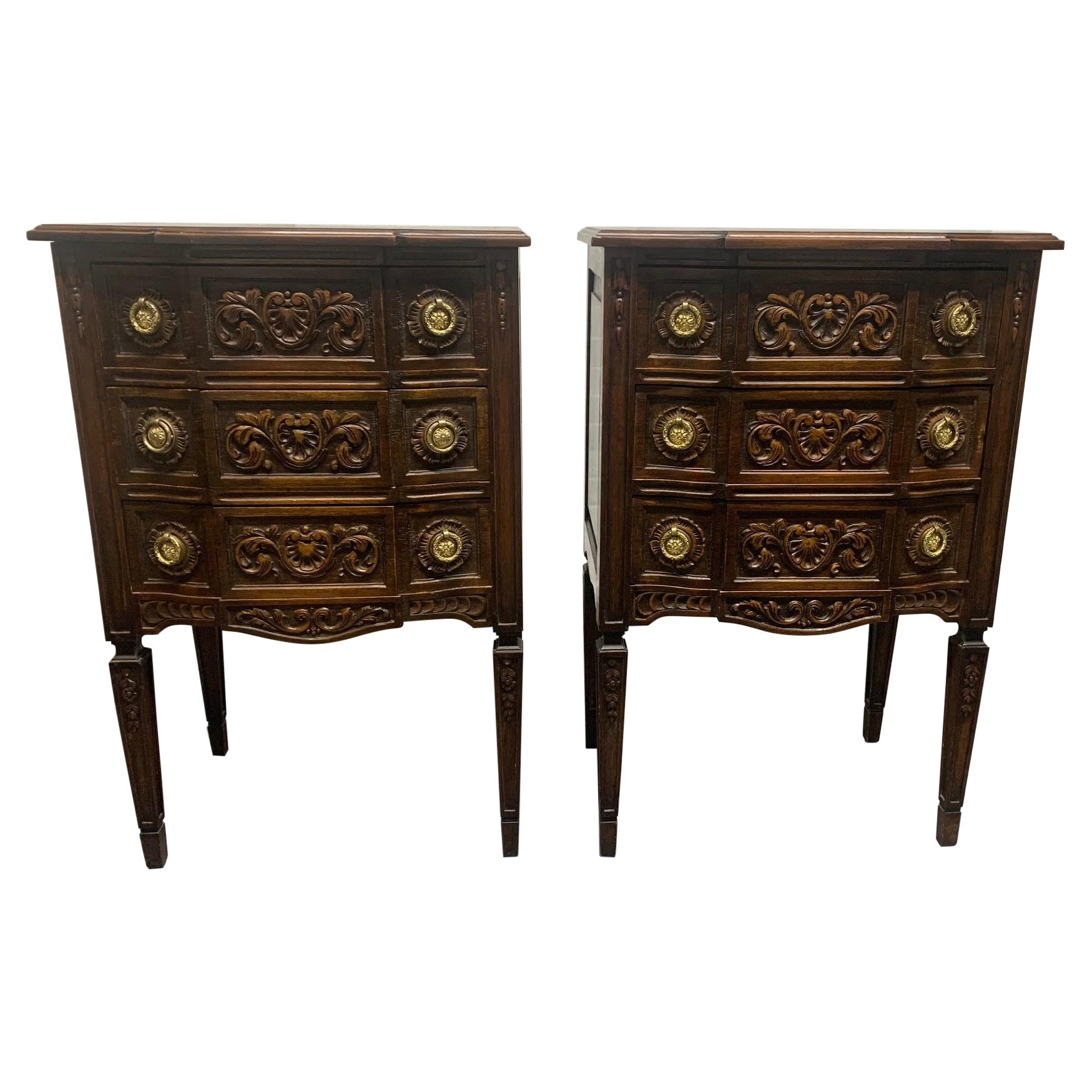 Pair of Walnut Antique Belgium Chests