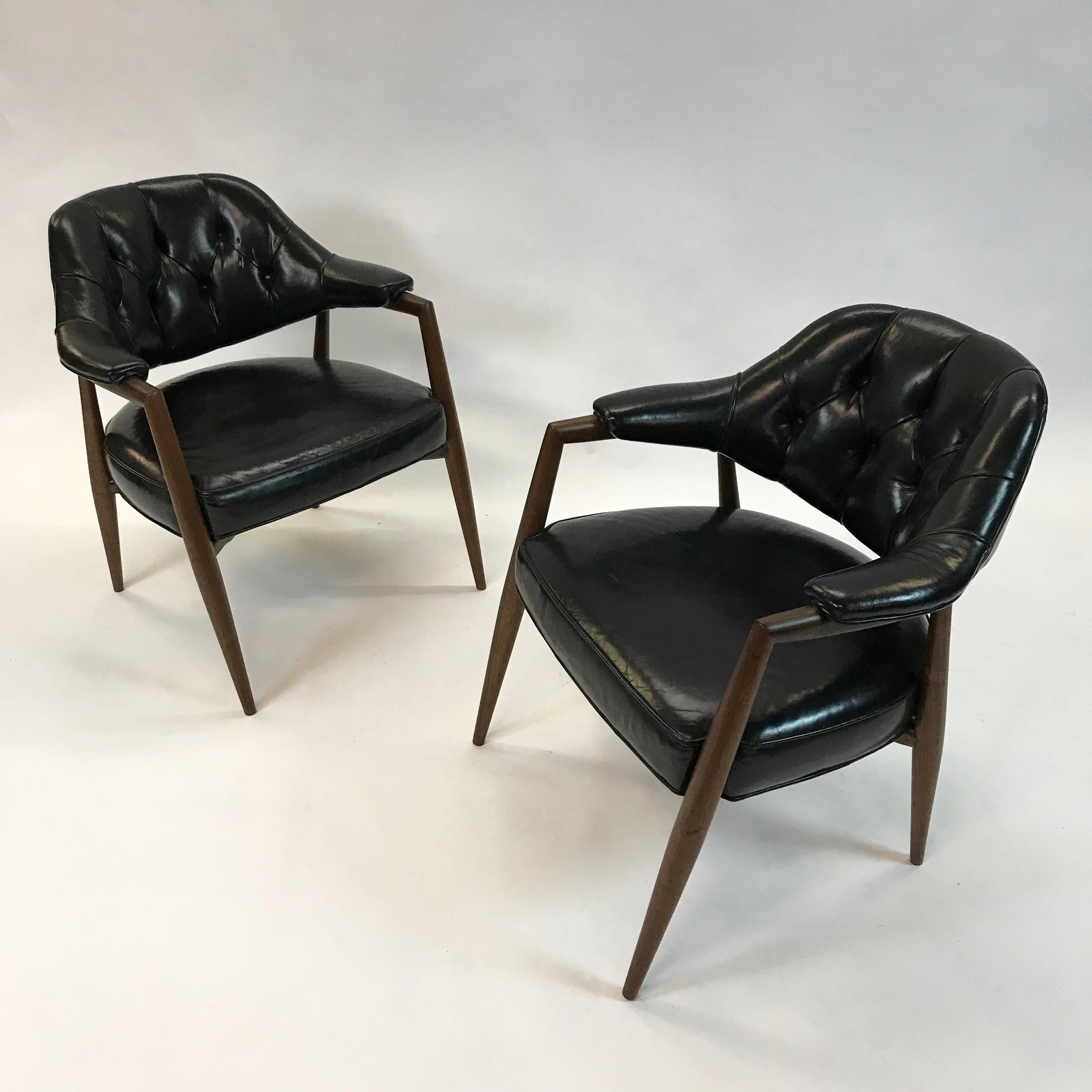 Mid-Century Modern Pair of Walnut Armchairs by Maurice Bailey for Monteverdi-Young