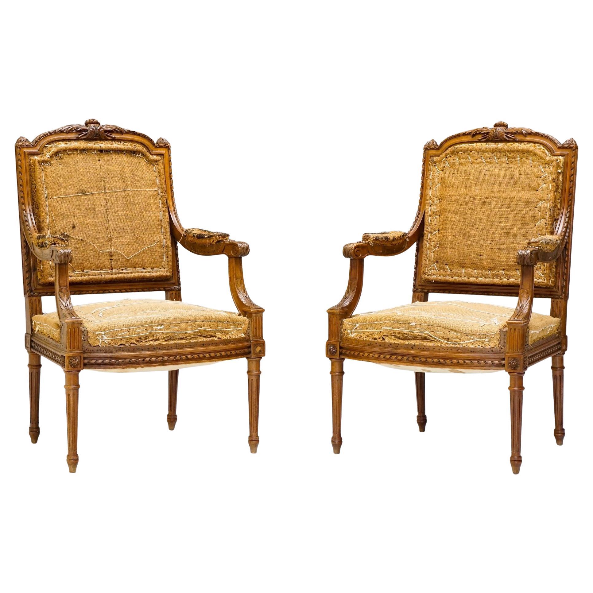 Pair of Walnut Armchairs
