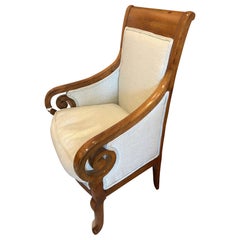 Pair of Walnut Armchairs Upholstered in Angelie C. Seafoam