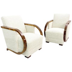 Pair of Walnut Art Deco Armchairs