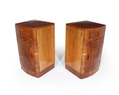Pair of Walnut Art Deco Bedside Cabinets