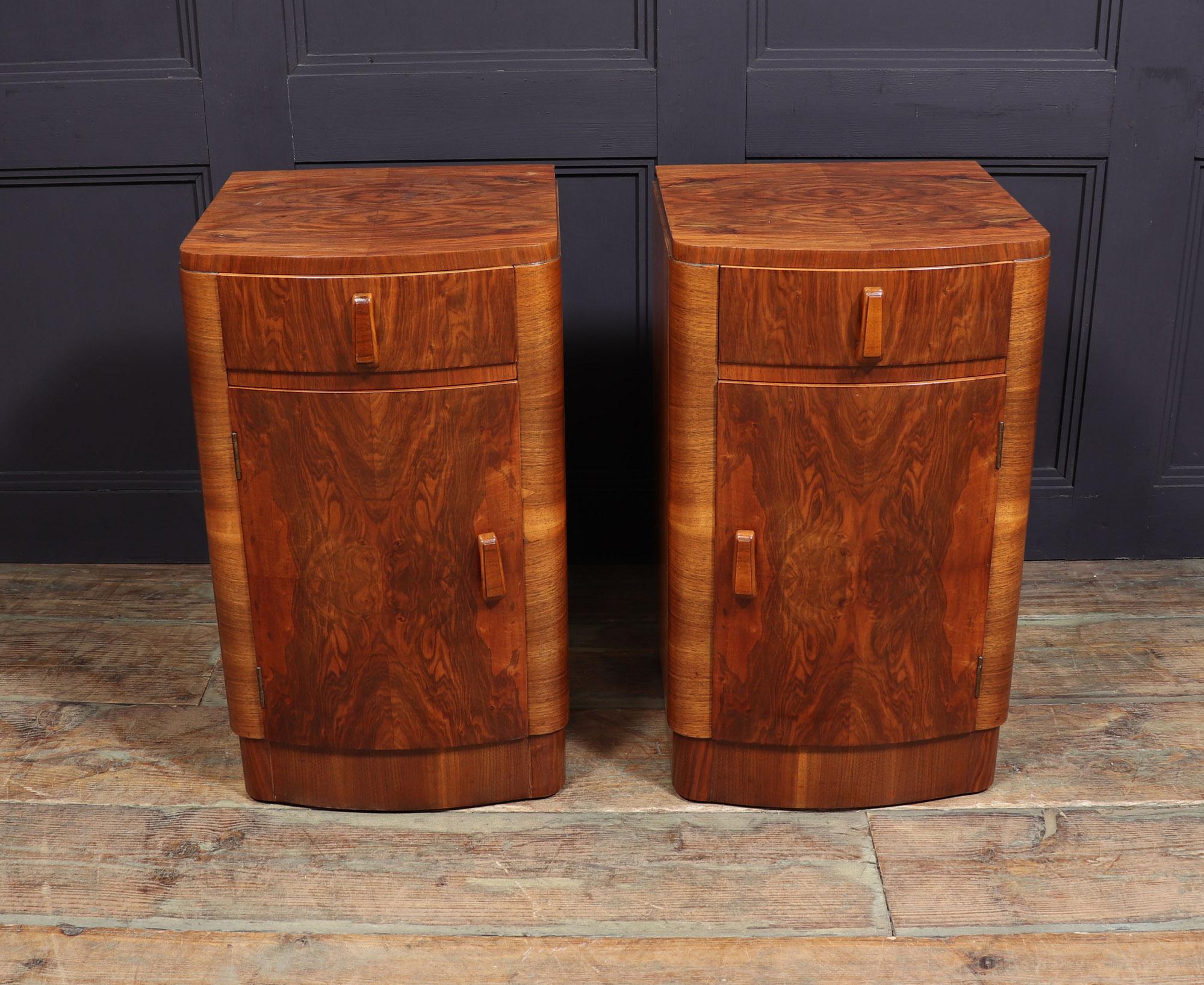 Pair of Walnut Art Deco Bedside Cabinets 3