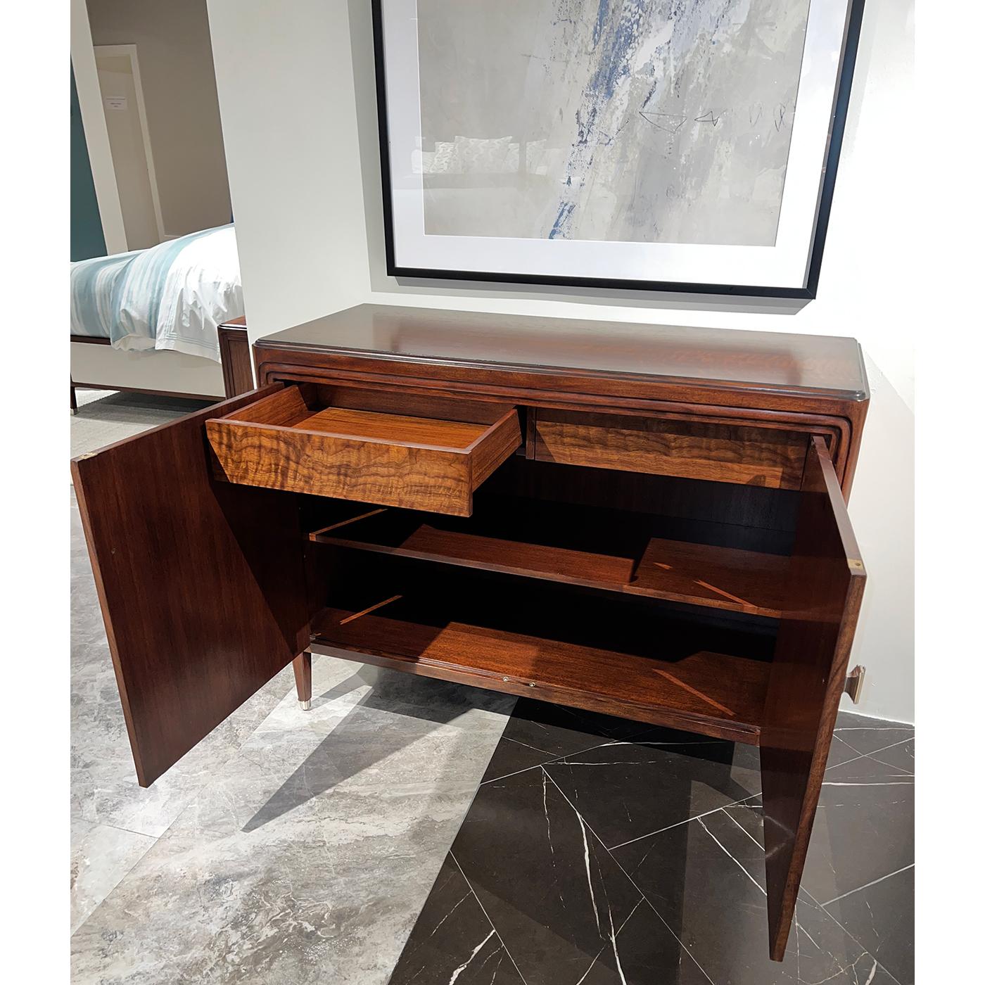 Wood Pair of Walnut Art Deco Cabinets For Sale
