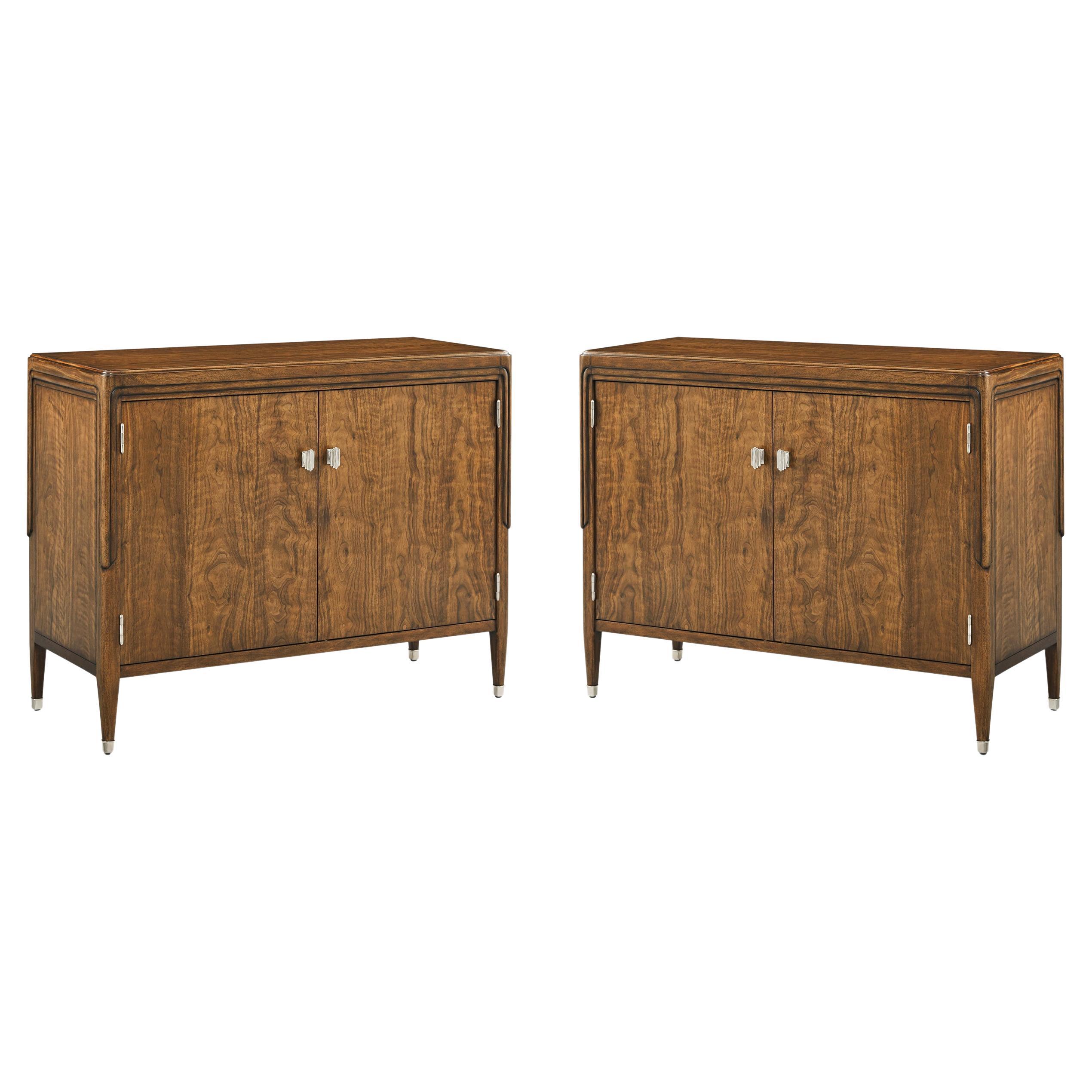Pair of Walnut Art Deco Cabinets For Sale