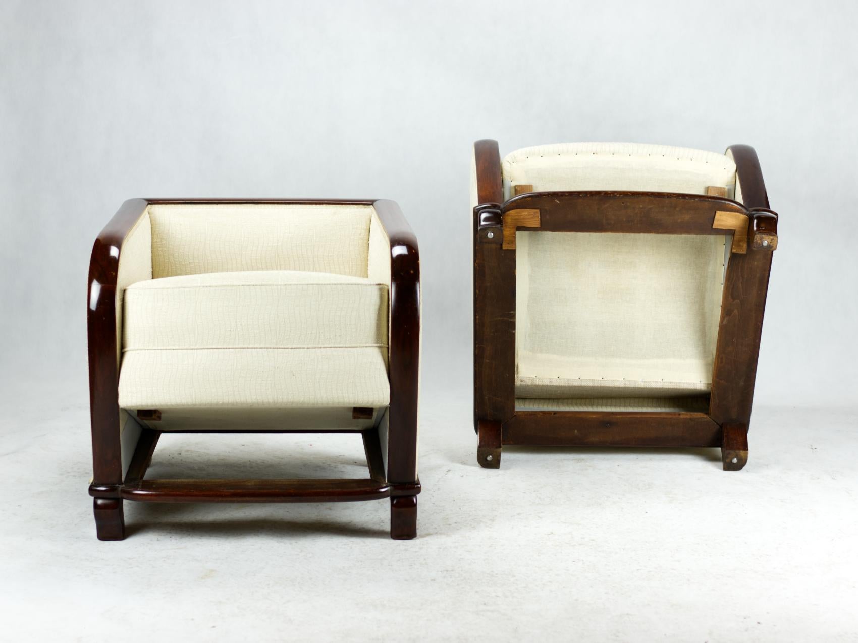 Pair of Walnut Art Deco Club Chairs, 1930s 2