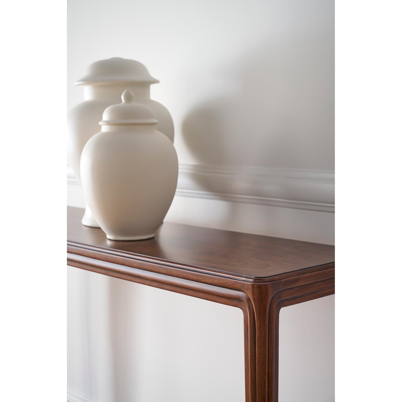 Pair of Walnut Art Deco Console Tables For Sale 4