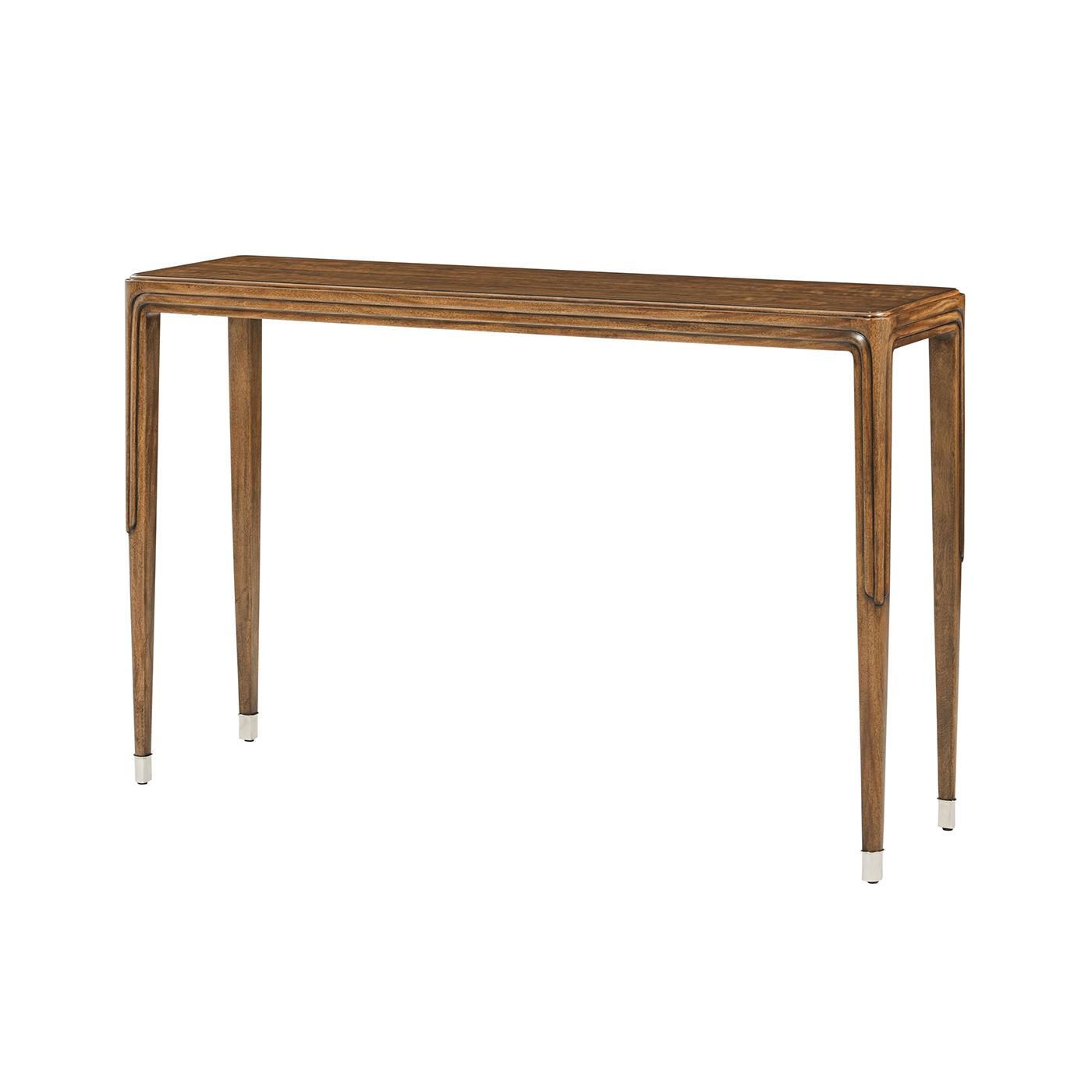 Contemporary Pair of Walnut Art Deco Console Tables For Sale