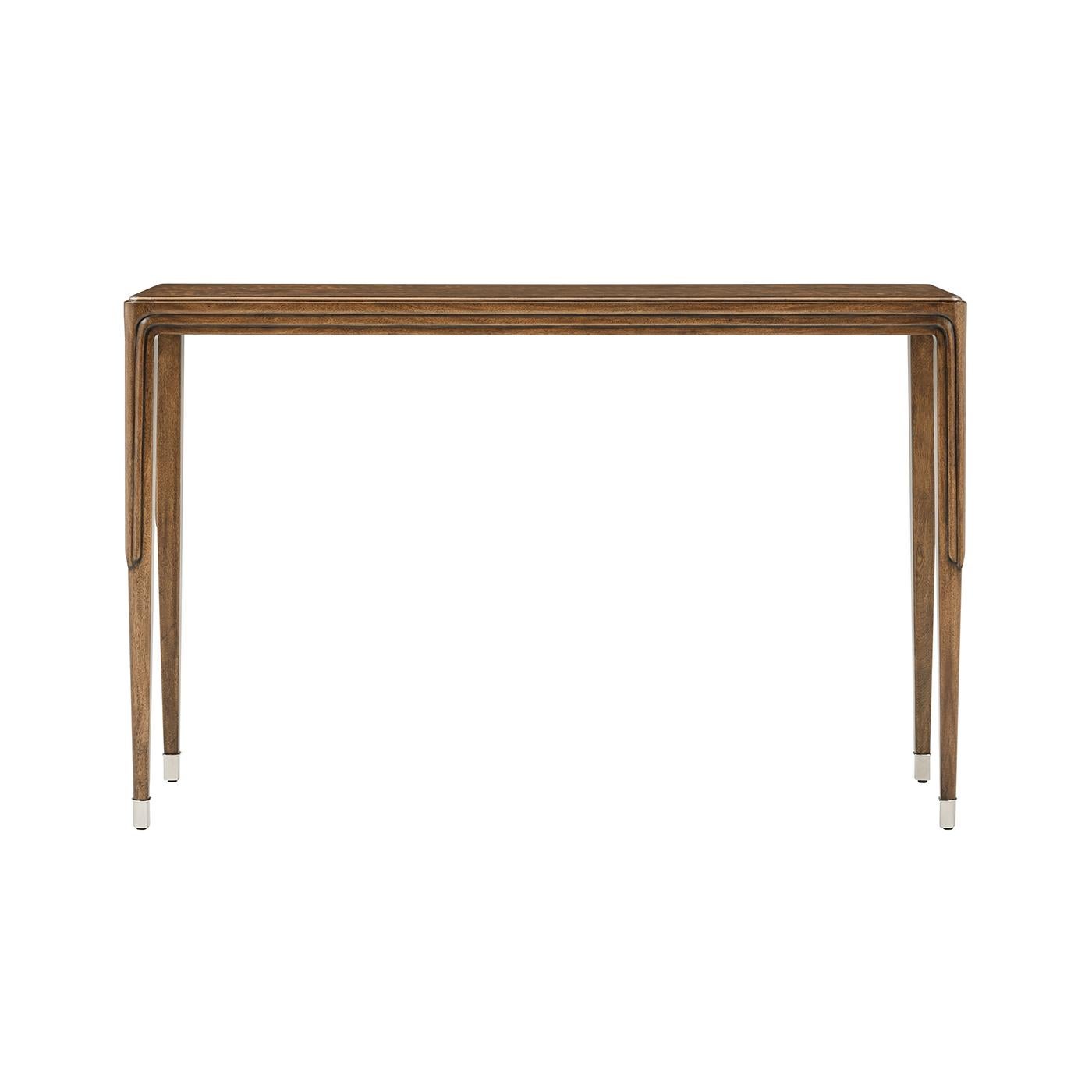 Wood Pair of Walnut Art Deco Console Tables For Sale