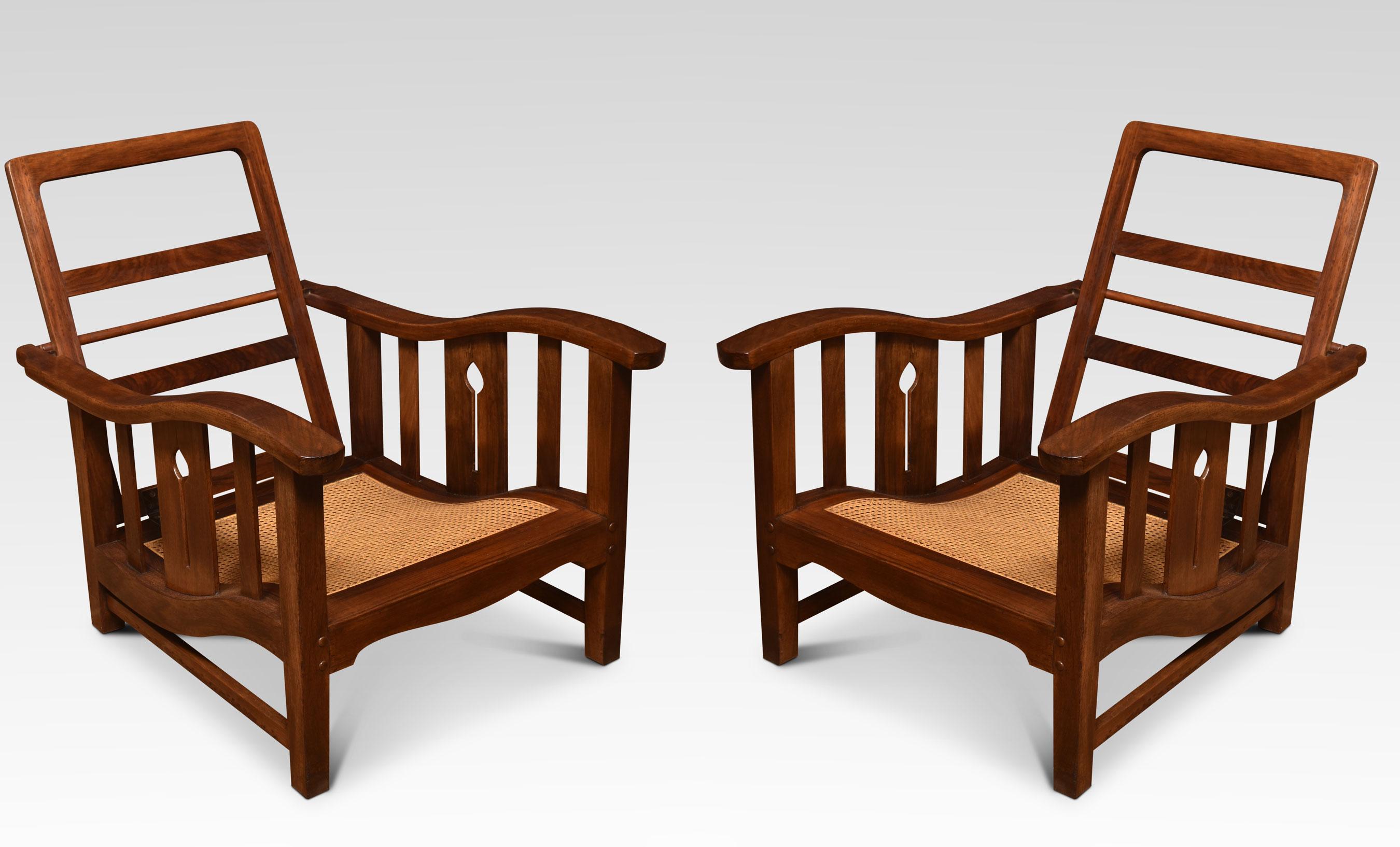 Pair of Walnut Arts and Crafts Lounge Chairs In Good Condition In Cheshire, GB