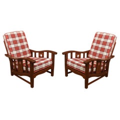 Pair of Walnut Arts and Crafts Lounge Chairs