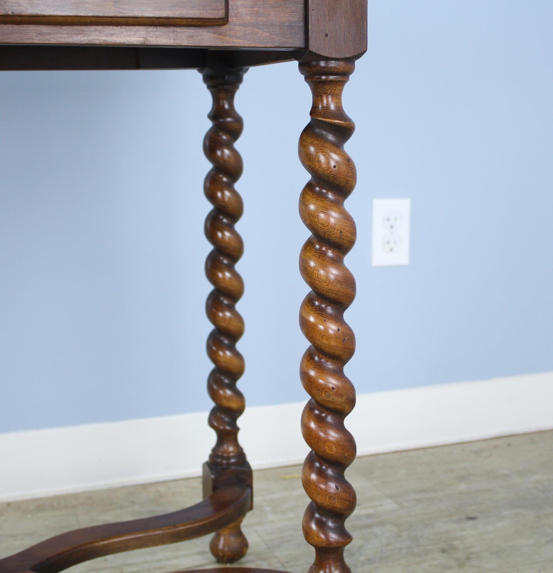 Pair of Walnut Barley Twist Side Tables/Nightstands with Stretcher Bases 2