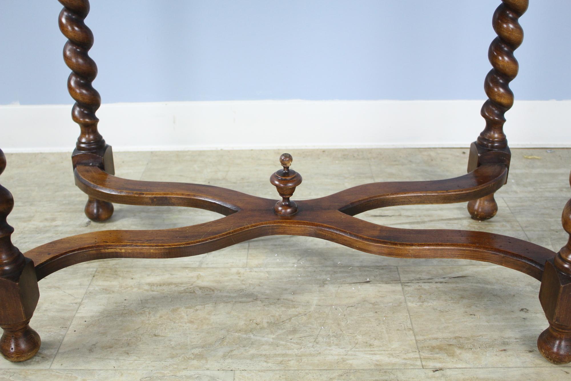 Pair of Walnut Barley Twist Side Tables/Nightstands with Stretcher Bases 1
