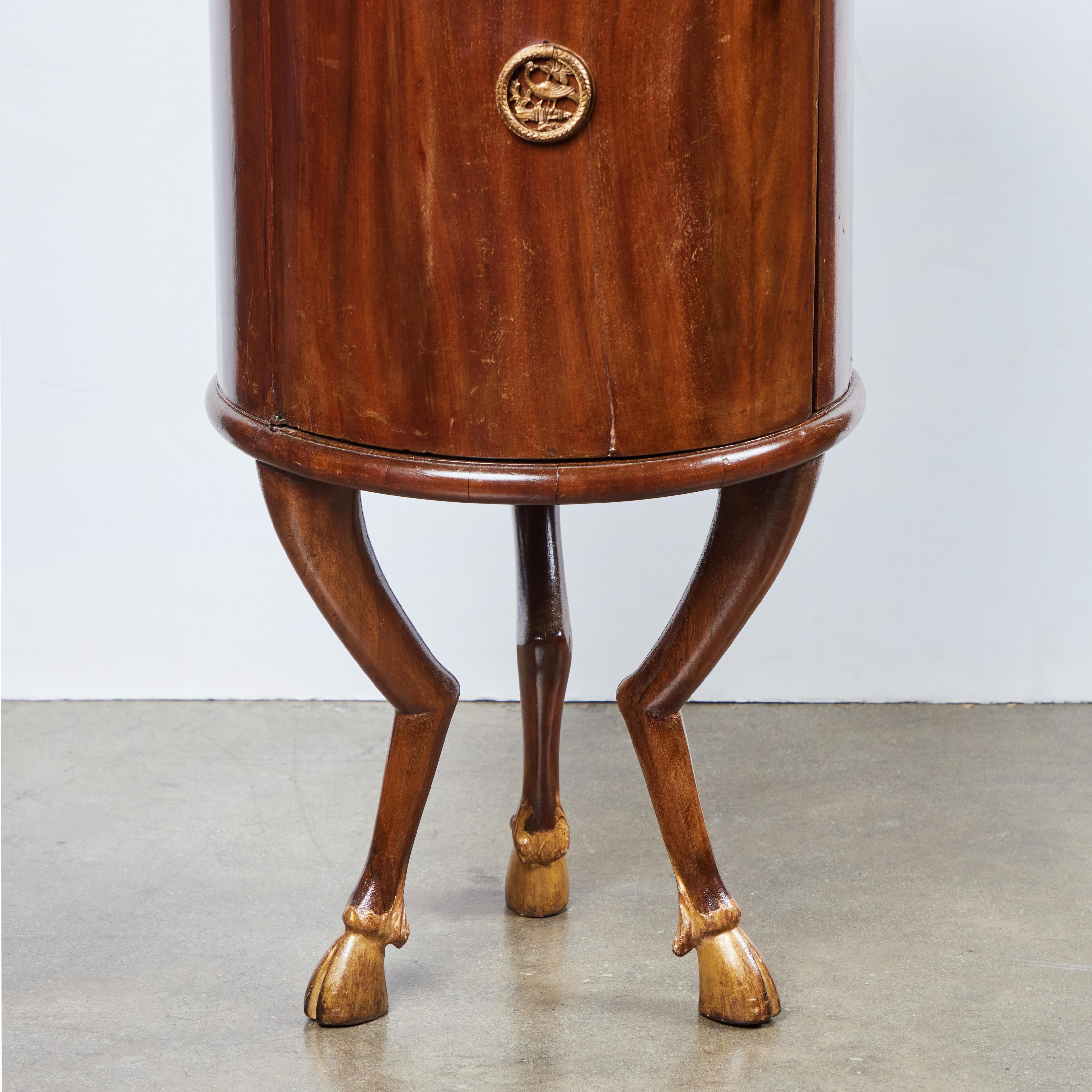 Pair of Walnut Barrel Shaped Tables In Good Condition For Sale In Newport Beach, CA