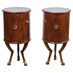 Used Pair of Walnut Barrel Shaped Tables