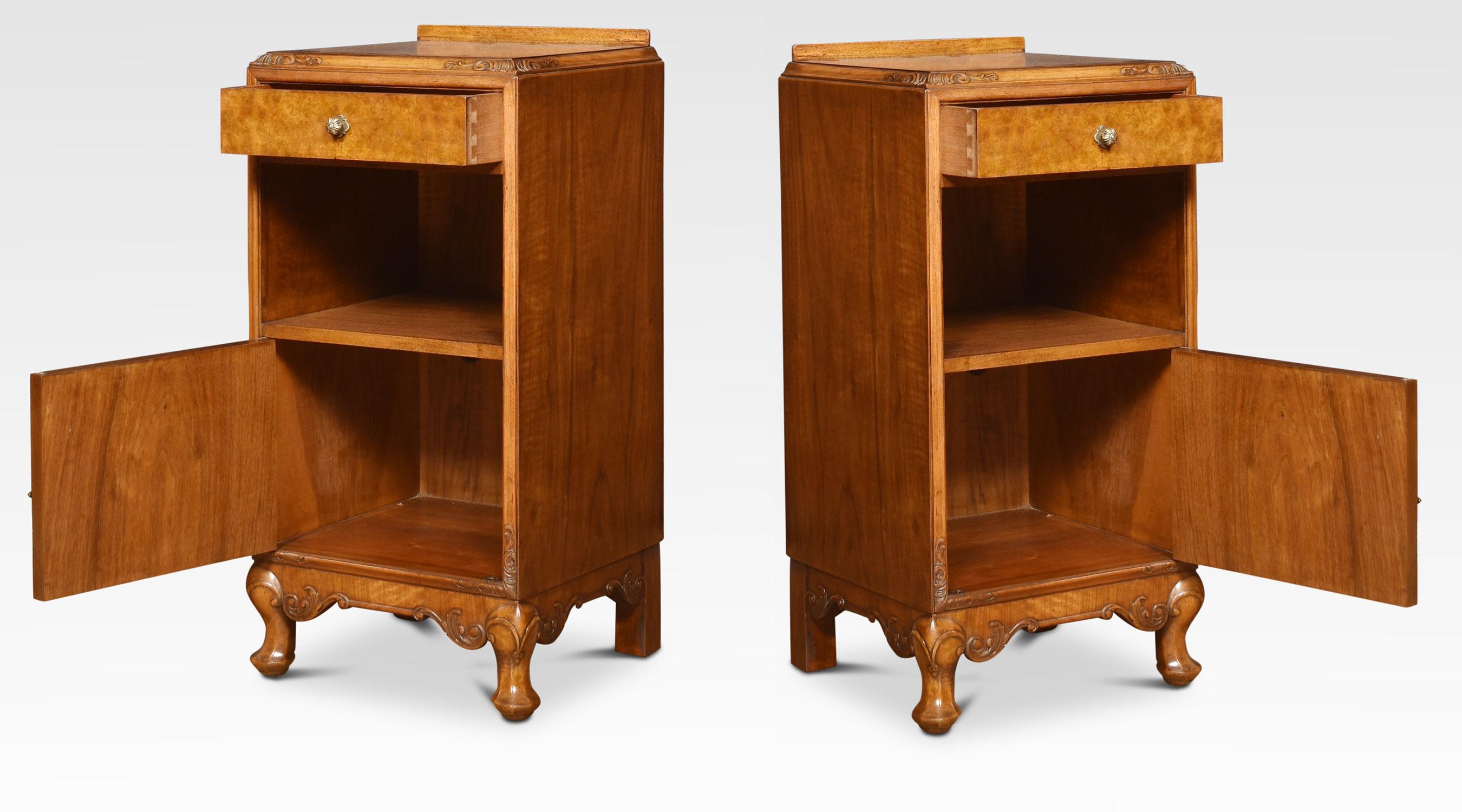 Pair of Walnut Bedside Cabinets In Good Condition For Sale In Cheshire, GB