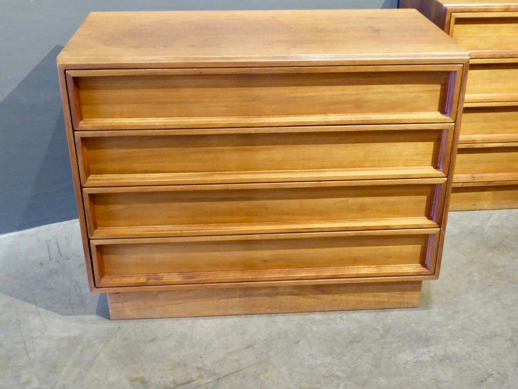 North American Pair of Walnut Bedside Chests Designed by John Keal for Brown-Saltman