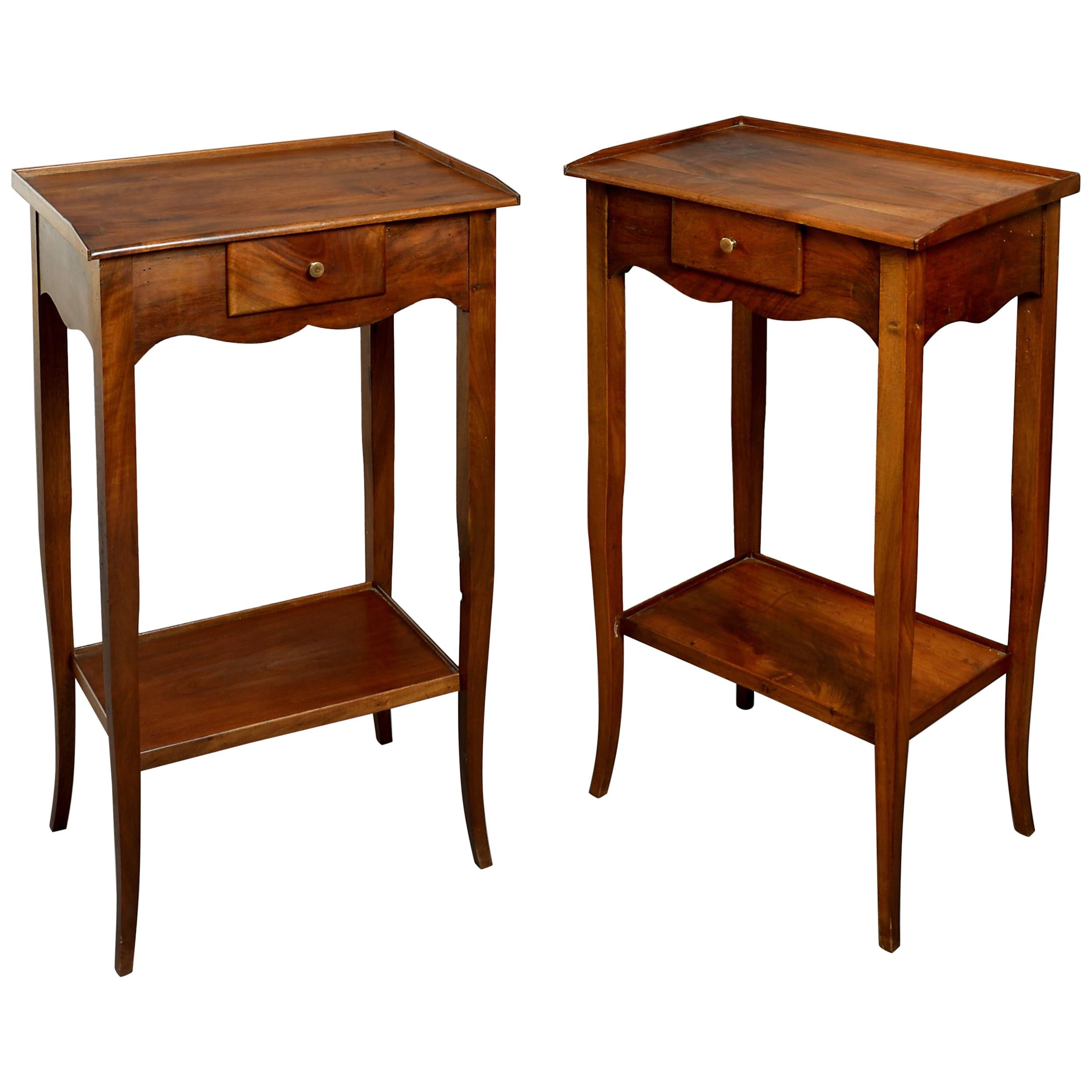 Pair of Walnut Bedside Tables in the Louis XV Manner