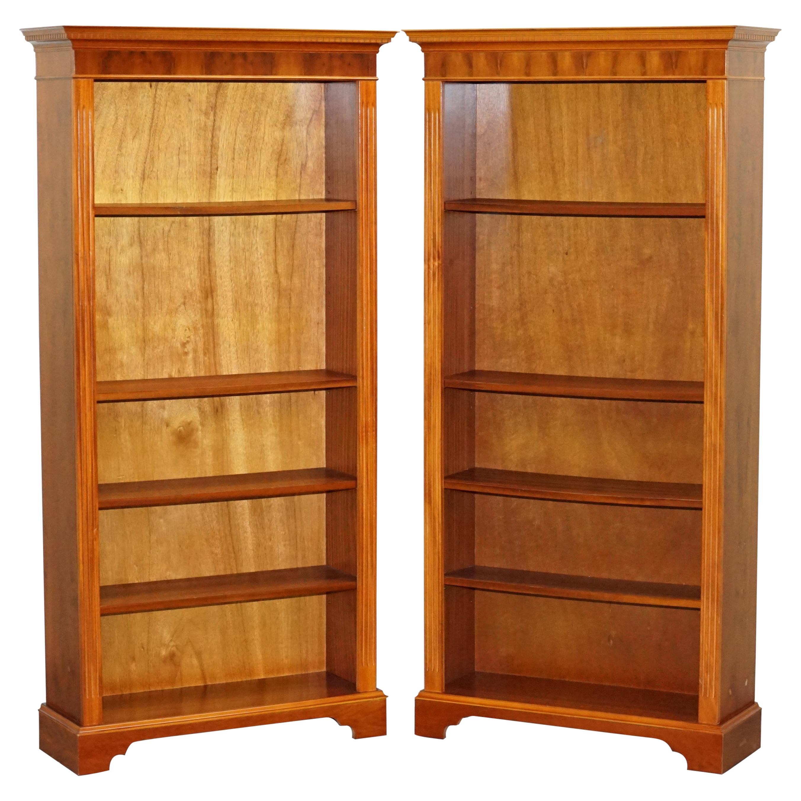 Pair of Walnut Beresford & Hicks Library Bookcases Height Adjustable Shelves