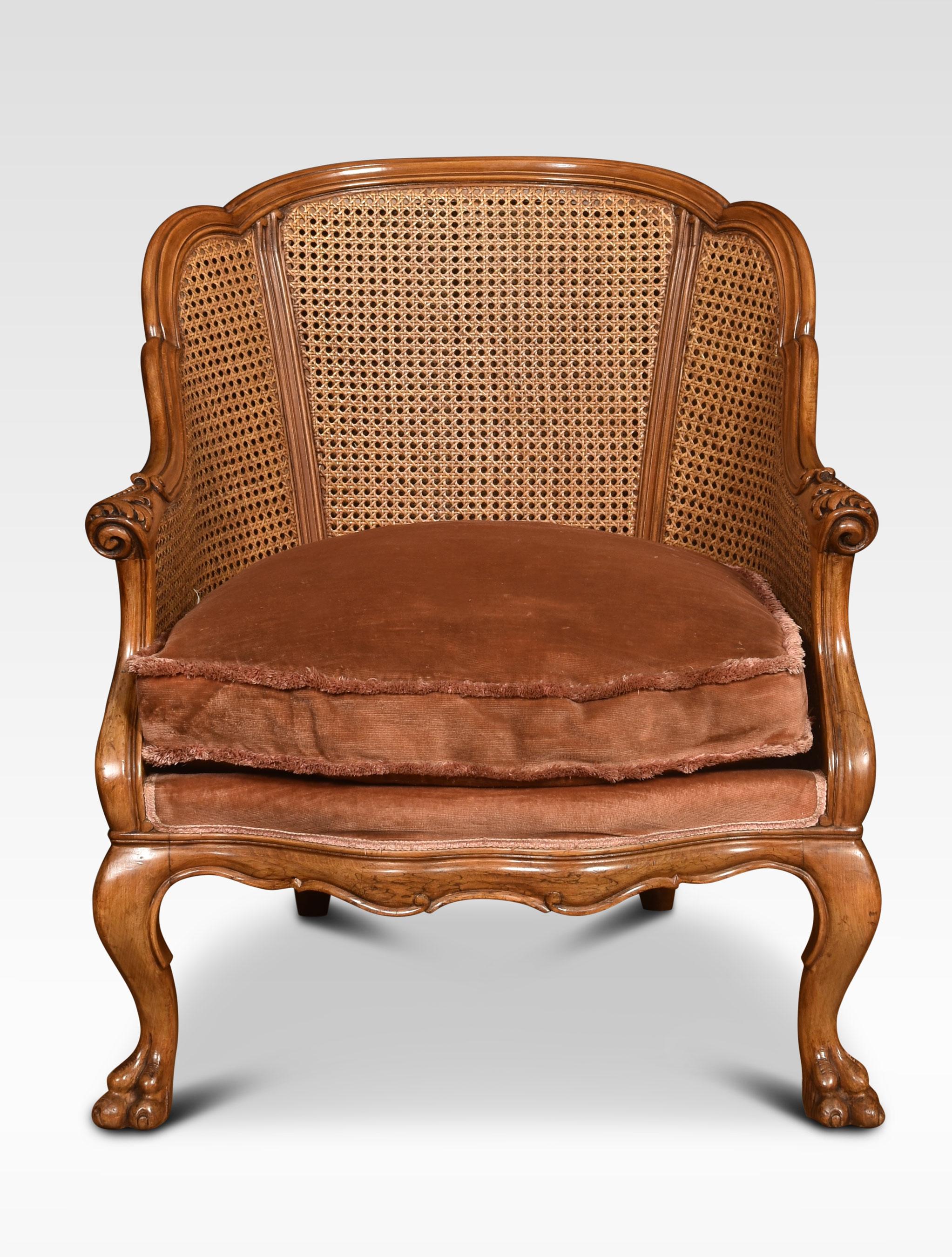 Pair of Walnut Bergere Arm Chairs 1