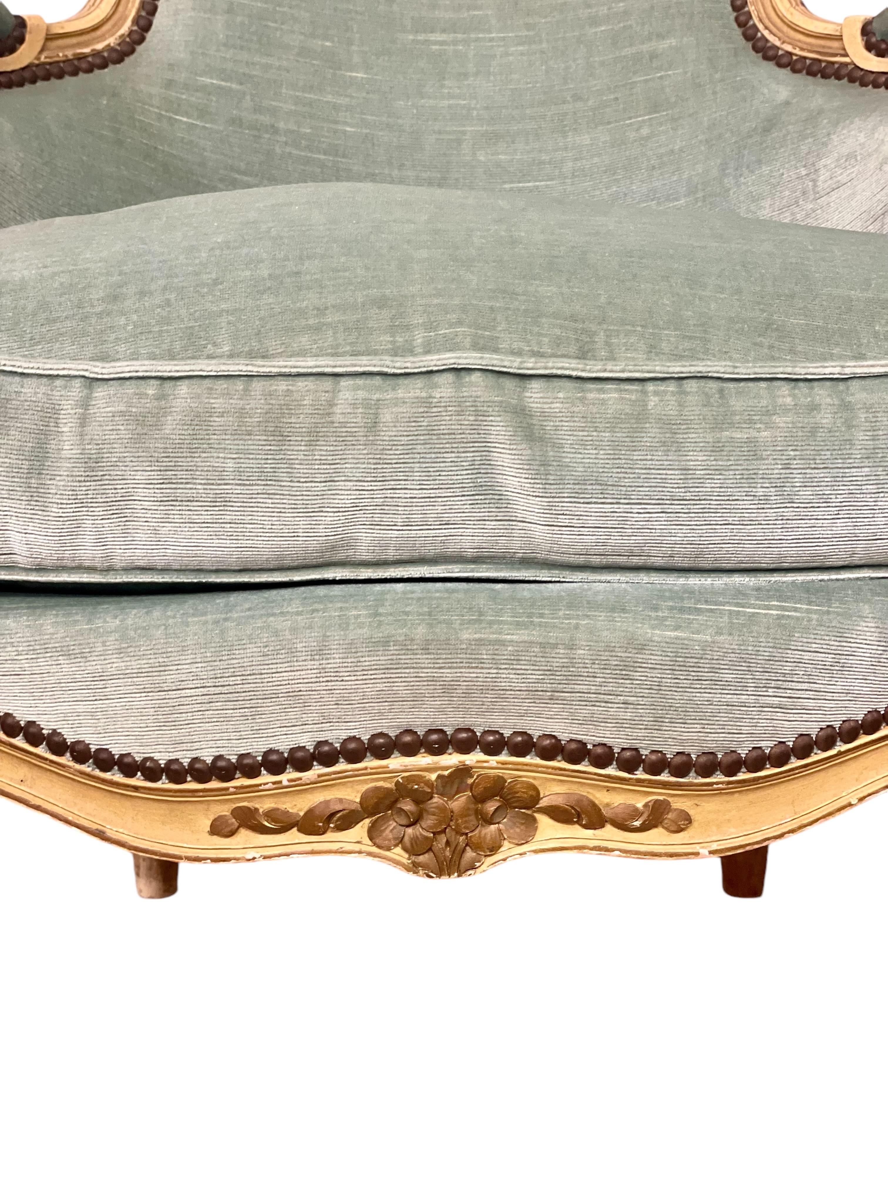 XIXe siècle Paire de fauteuils Bergere en noyer, France 19ème siècle