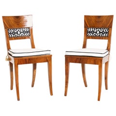 Pair of Walnut Biedermeier Chairs, German, Early 19th Century