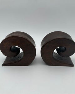 Pair of Walnut Bookends In the Style of Alexandre Noll, France, circa 1950