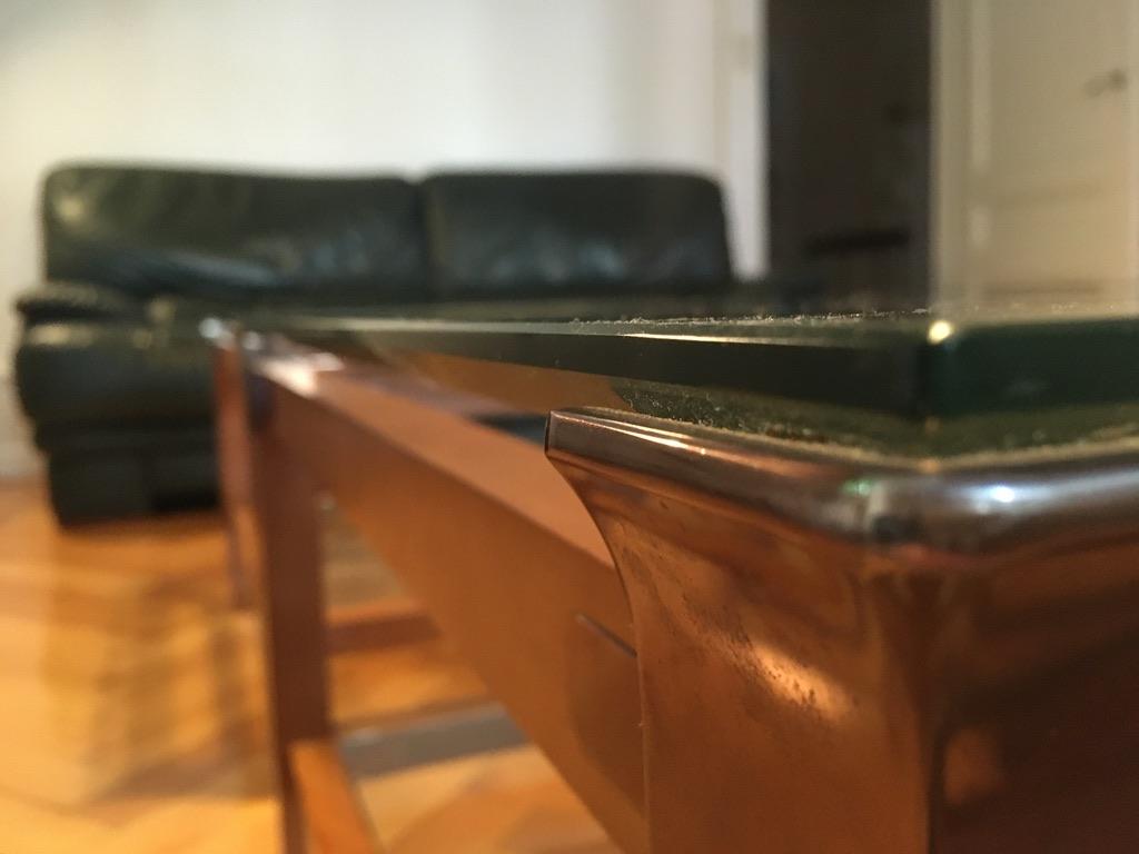 Late 20th Century Pair of Walnut, Brass and Glass Coffee Tables by Pierre Vandel, Paris, 1980s For Sale