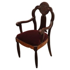 Pair of Walnut Burl and Amaranth Wood Armchairs, circa 1925