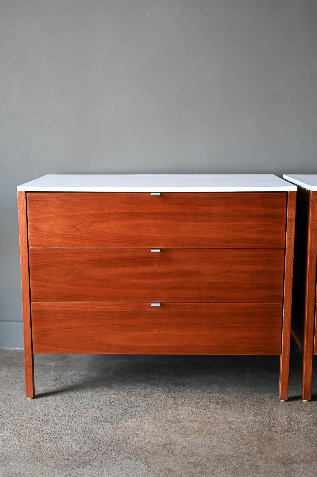 Mid-Century Modern Pair of Walnut Cabinets by Florence Knoll, ca. 1960