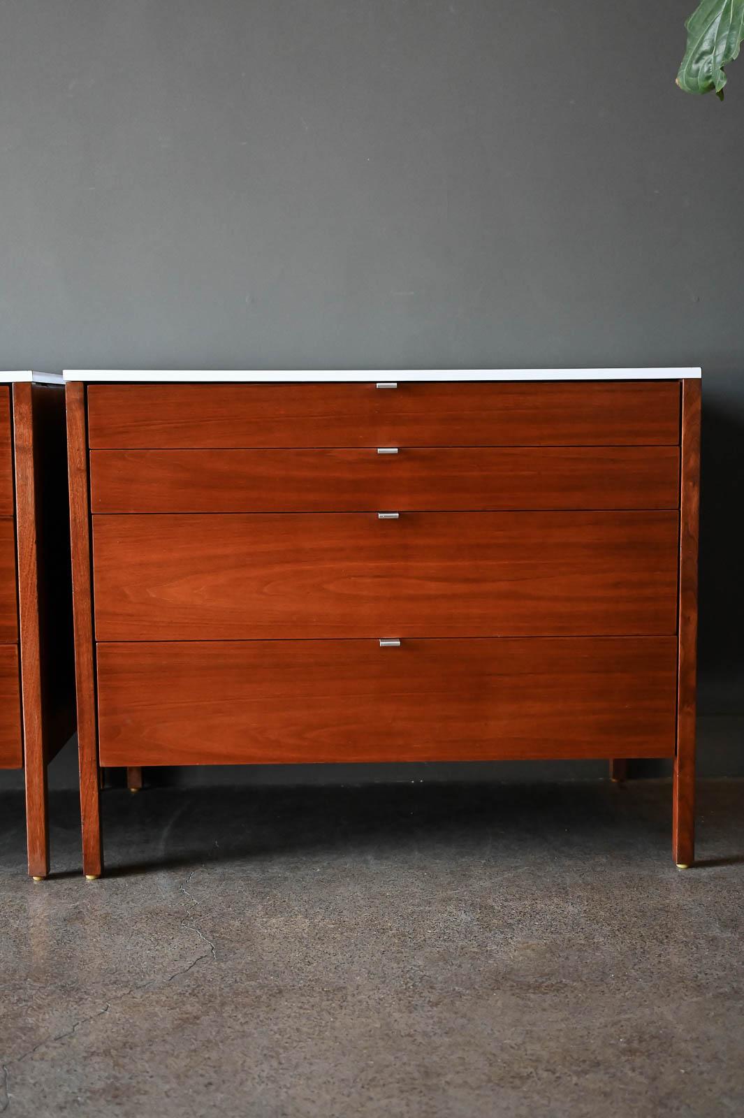 Pair of Walnut Cabinets by Florence Knoll, ca. 1960 In Good Condition In Costa Mesa, CA