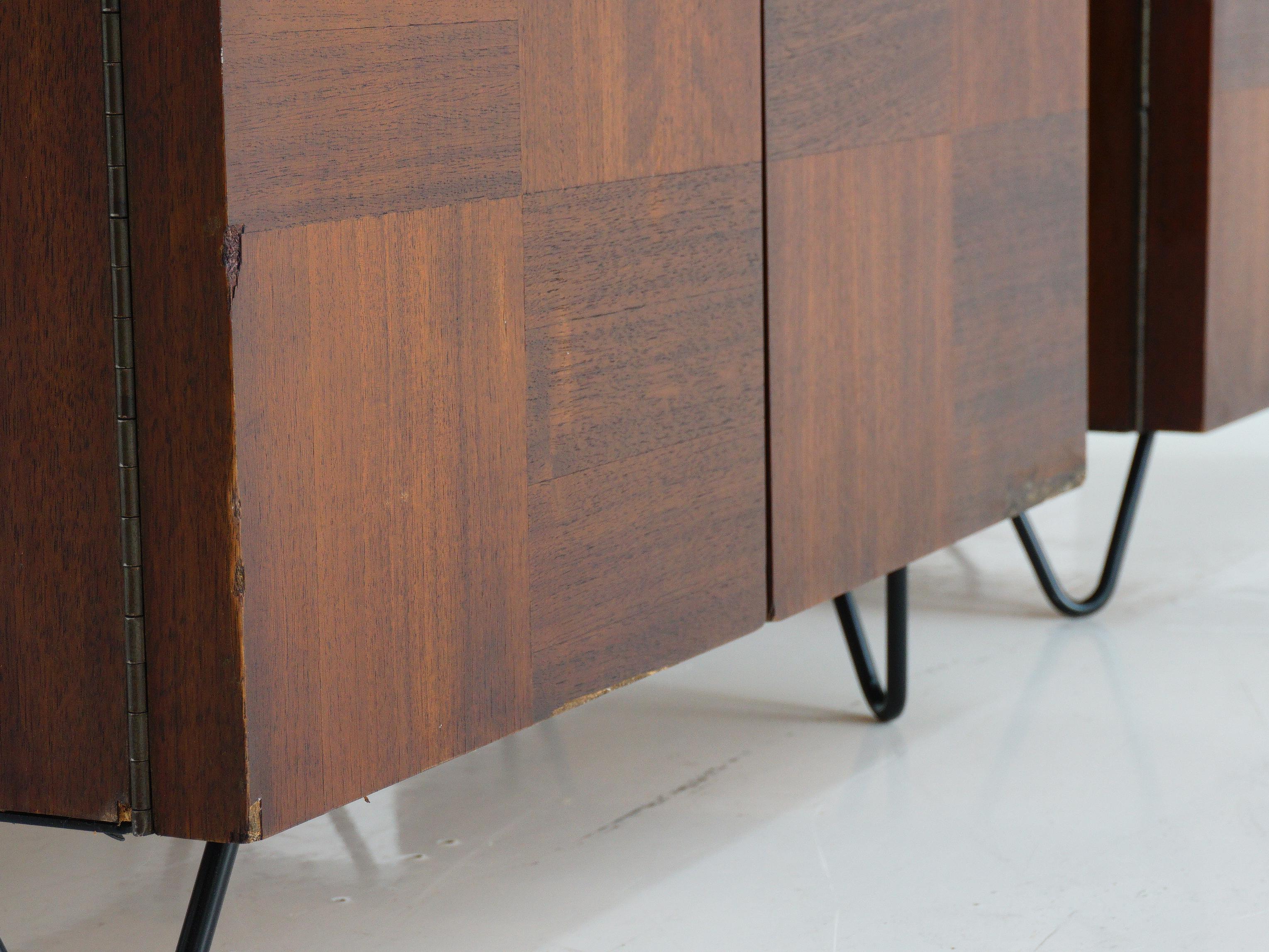 Canadian Pair of Walnut Checked Nightstands, 1960s