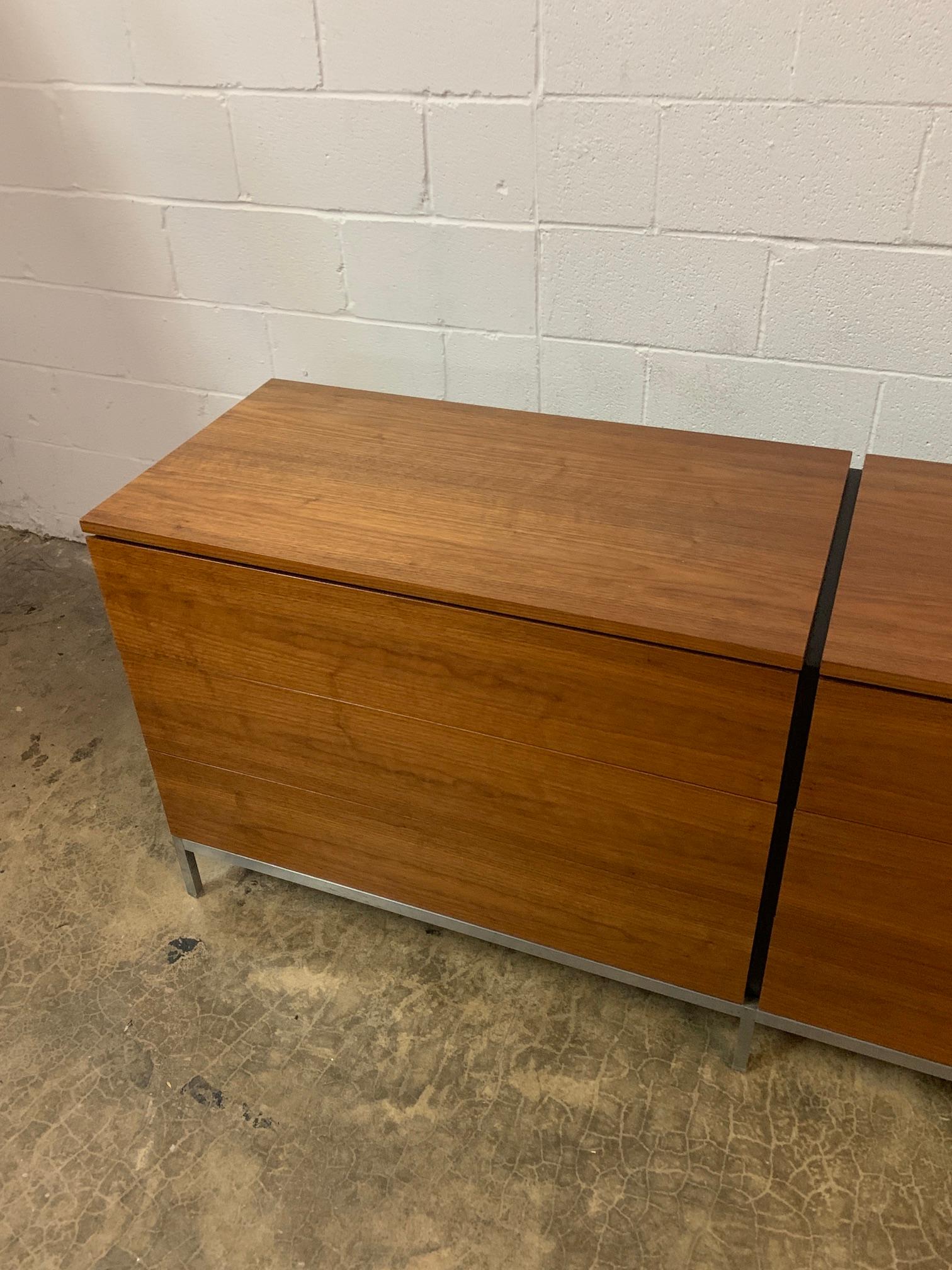 Mid-20th Century Pair of Walnut Chests by Florence Knoll for Knoll