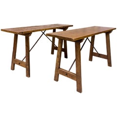 Pair of Walnut Console Tables, 18th Century, Spain