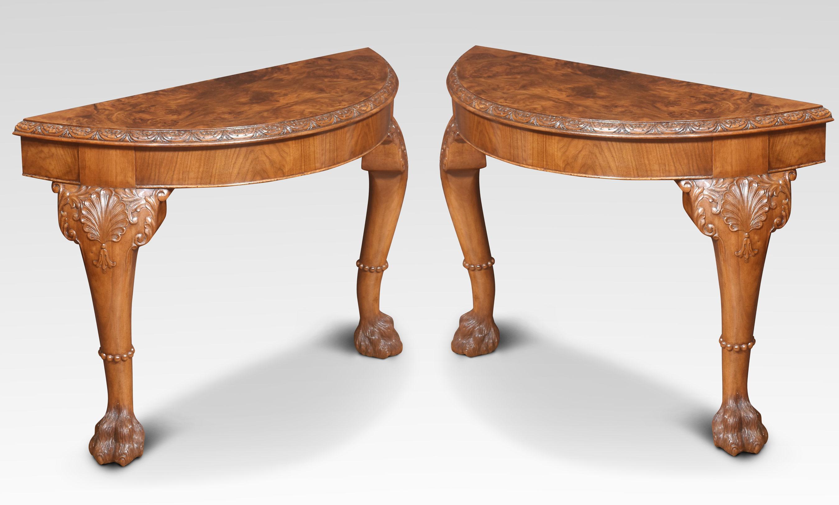 Pair of walnut console tables For Sale 1