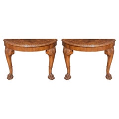 Pair of walnut console tables