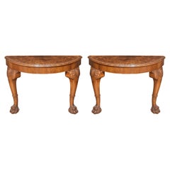 Pair of walnut console tables