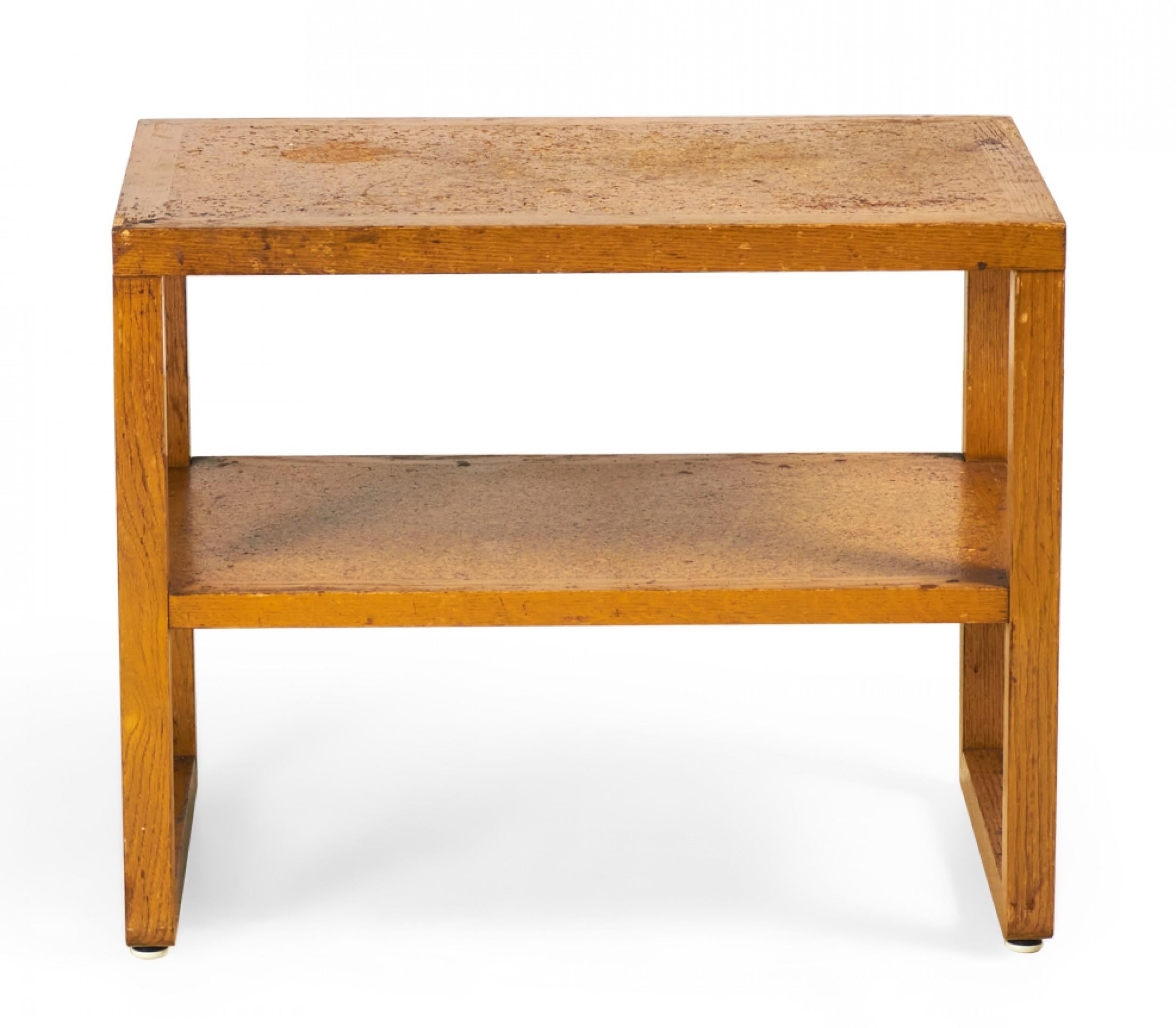 Pair of Walnut Cork Top End / Side Tables For Sale 2