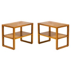 Pair of Walnut Cork Top End / Side Tables