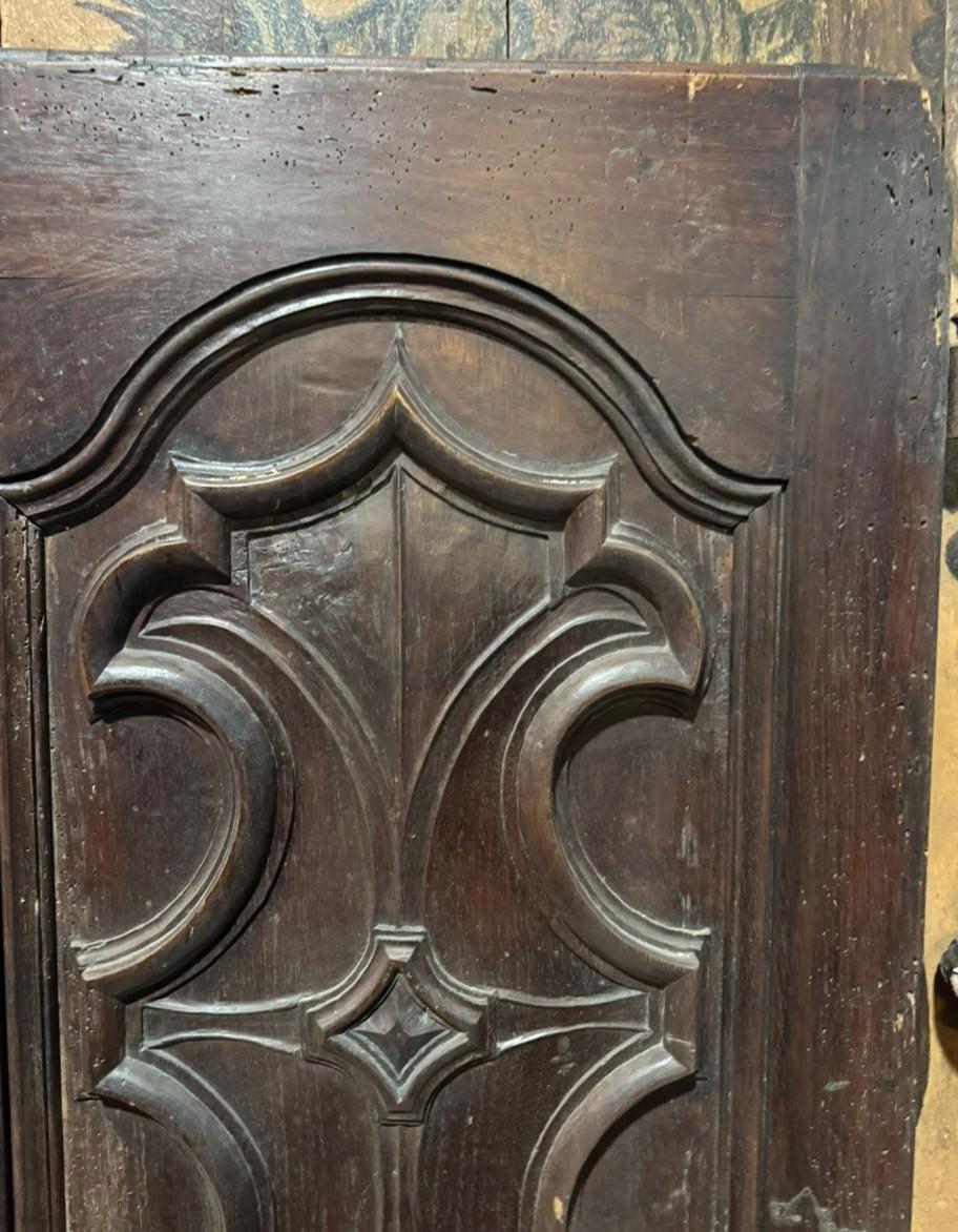 Italian Pair of walnut doors with carved Baroque panels, Italy For Sale