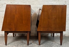 Pair of Walnut Drop Door Night Stands by Martinsville