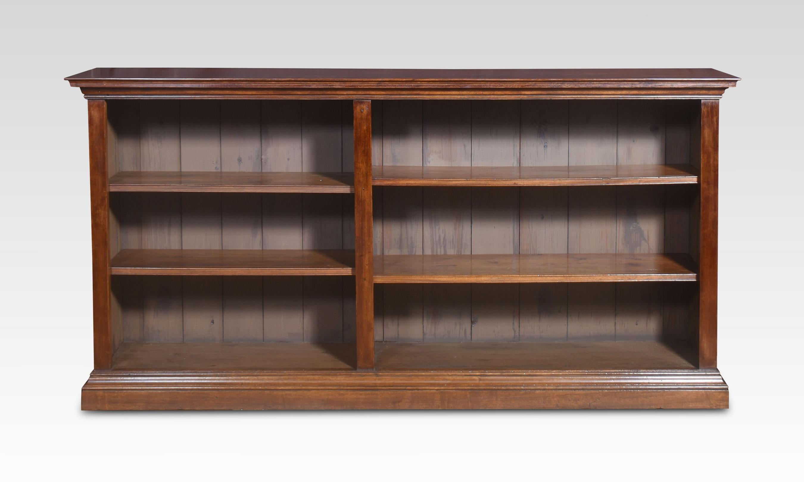 Pair of walnut dwarf open bookcases For Sale 2