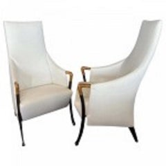 Pair of Walnut & Ebonized Club Chairs, Umberto Asnago for Giorgetti