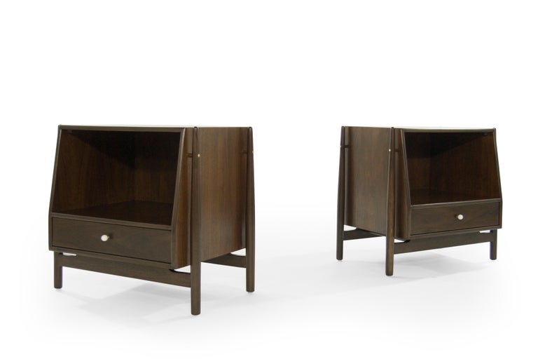American Pair of Walnut End Tables by Kipp Stewart, 1950s For Sale