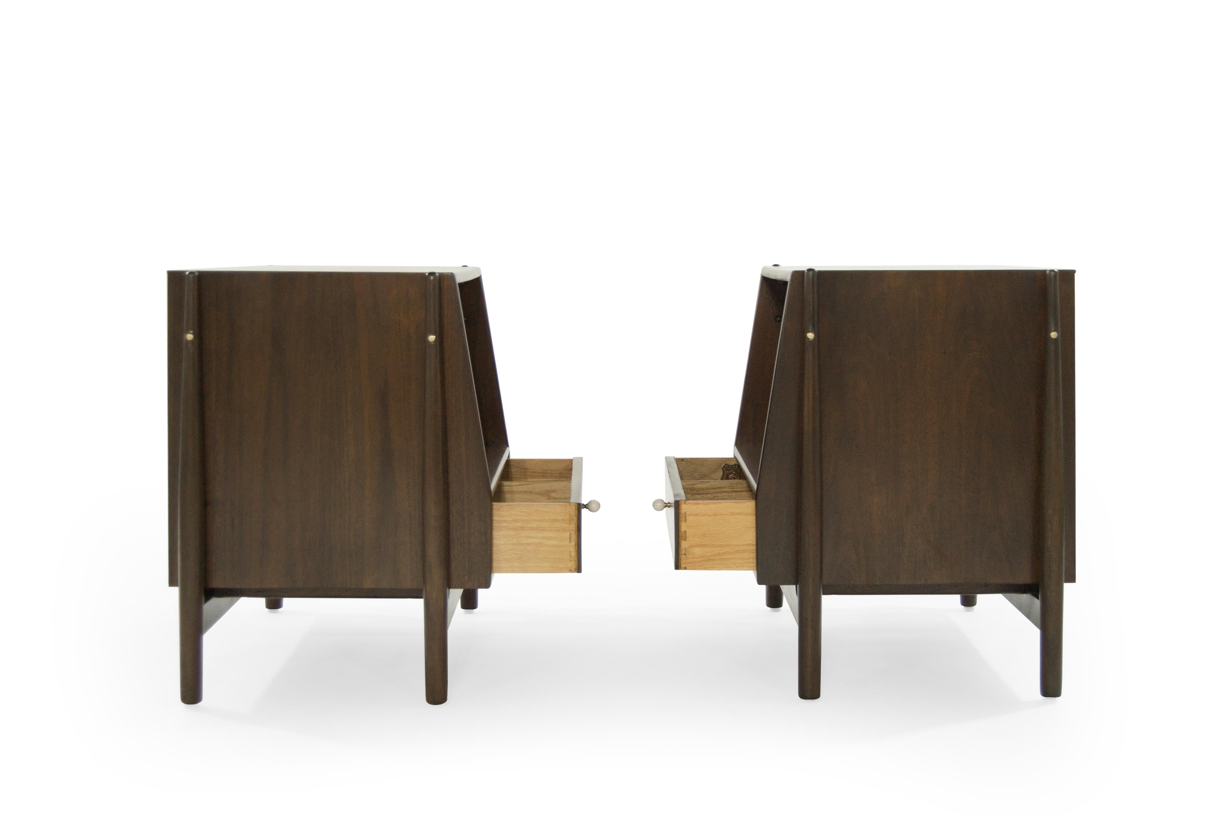 20th Century Pair of Walnut End Tables by Kipp Stewart, 1950s